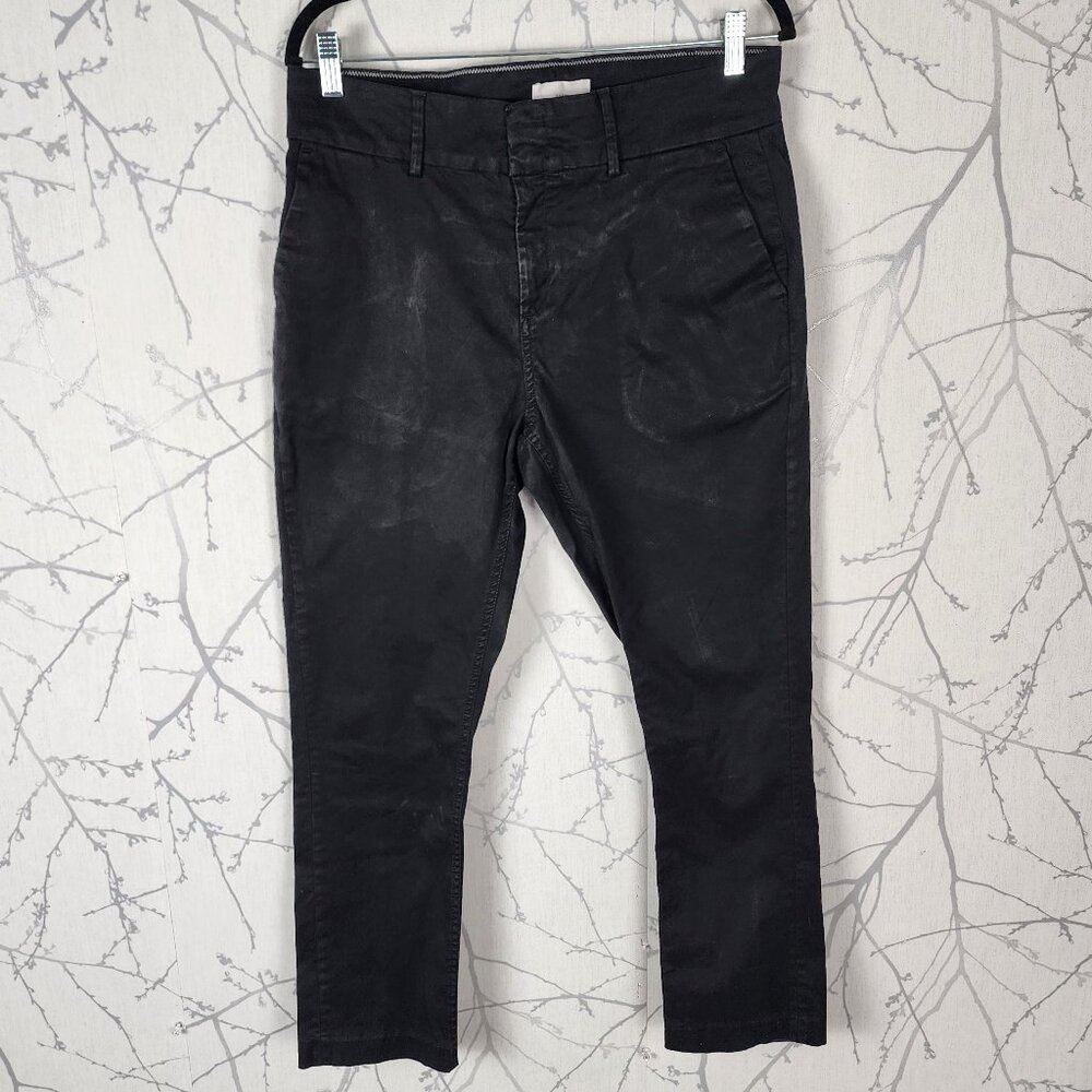 KOTN Black Egyptian Cotton Stretch Twill High Rise Slim Leg Ankle Pants